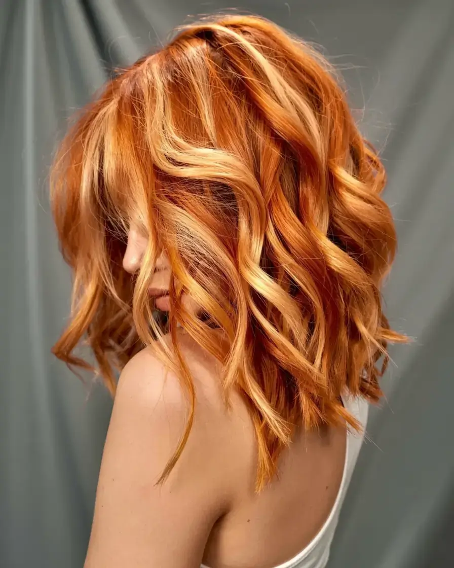 october hair color ideas fall trends for 2025 Tangerine Glow Highlights