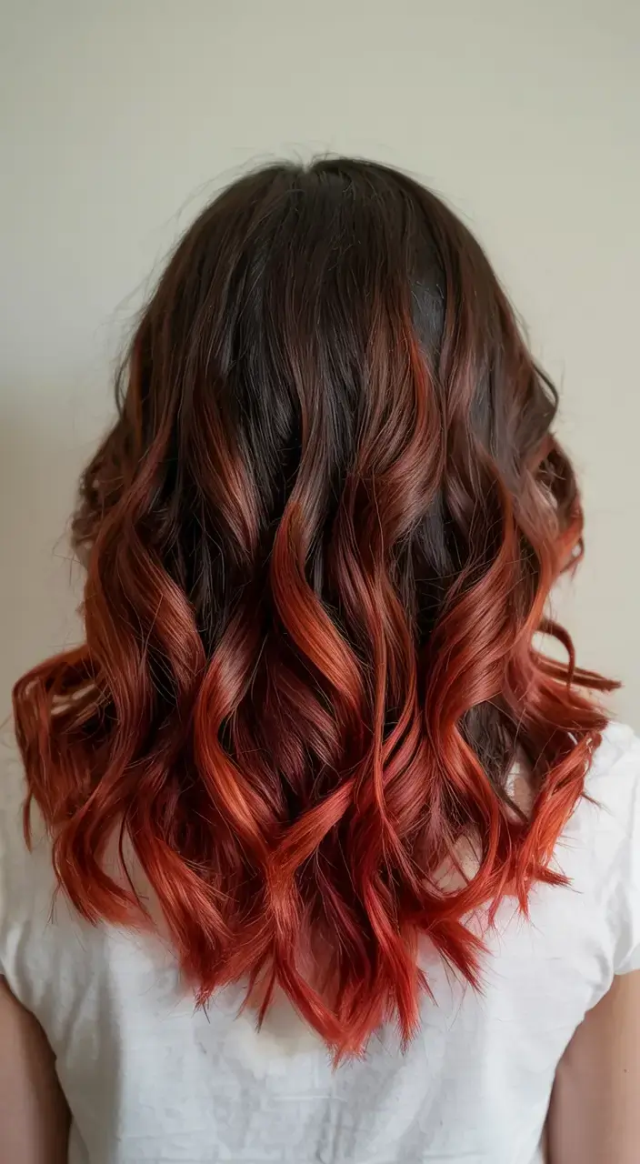 october hair color ideas fall trends for 2025 Crimson Ombre Curls
