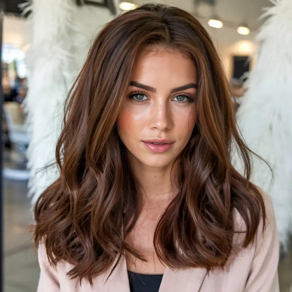 october hair color ideas fall trends for 2025 Chestnut Cocoa Shine