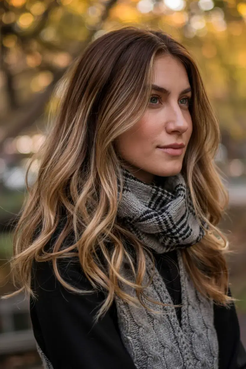 october hair color ideas fall trends for 2025 Honey Blonde with Dark Roots