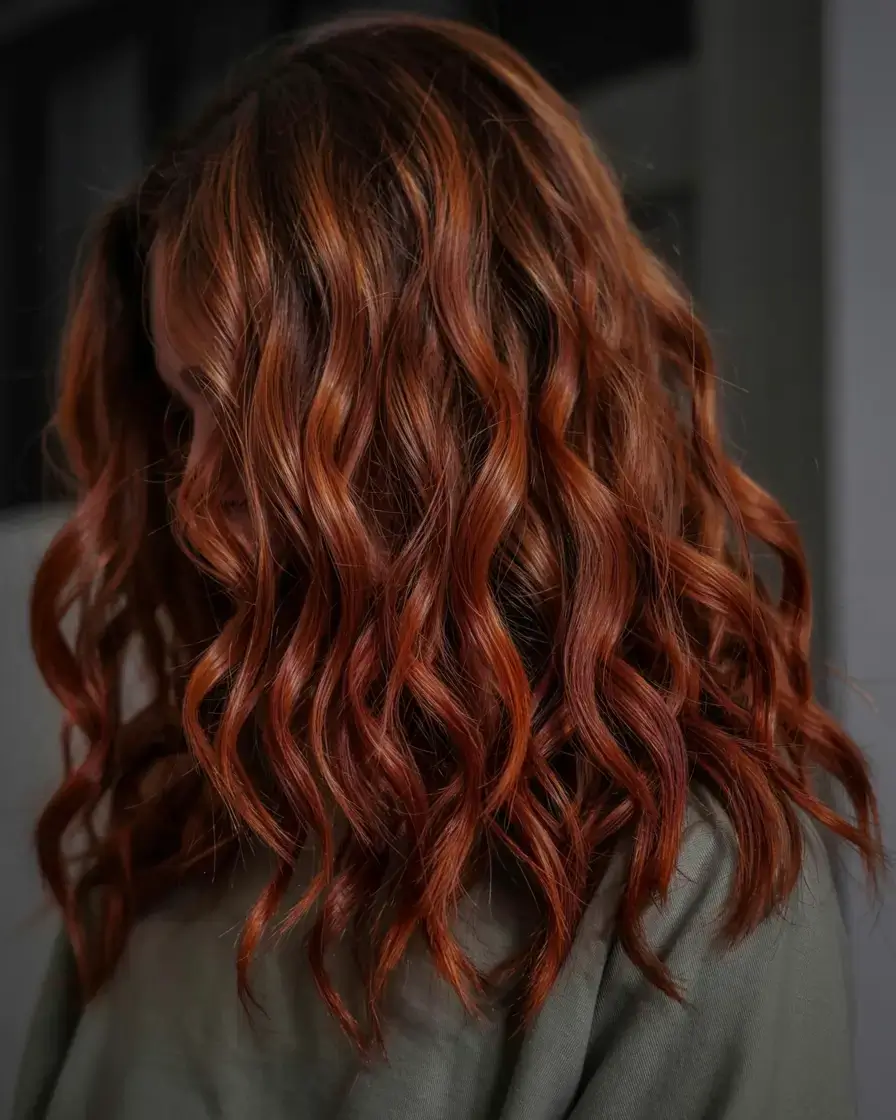 october hair color ideas fall trends for 2025 Rust-Toned Waves