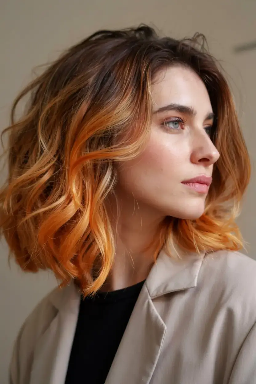 october hair color ideas fall trends for 2025 Amber Glow Bob