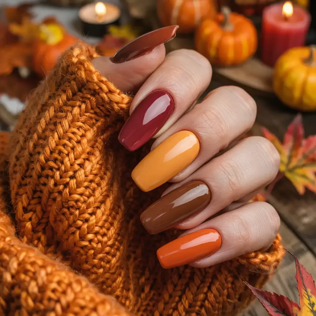 october nails color ideas fall 2025 Harvest Mix