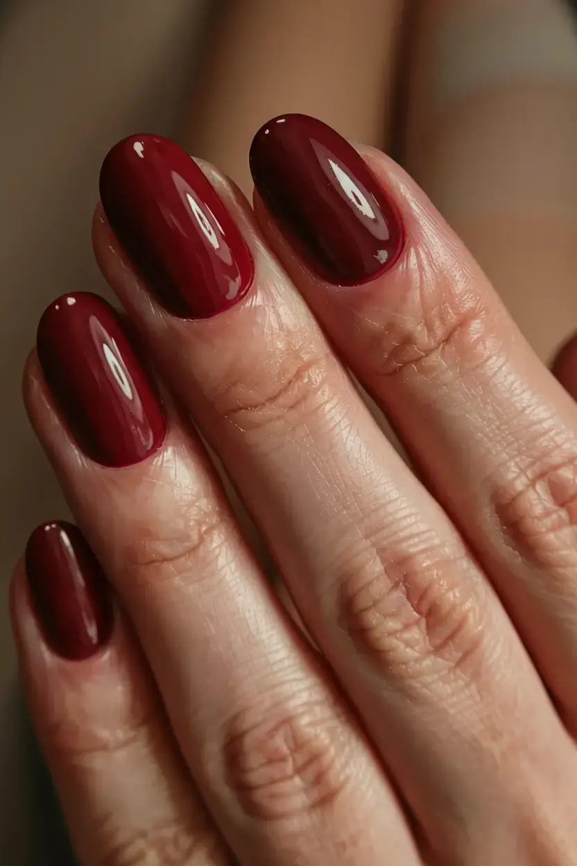 october nails color ideas fall 2025 Classic Crimson Elegance