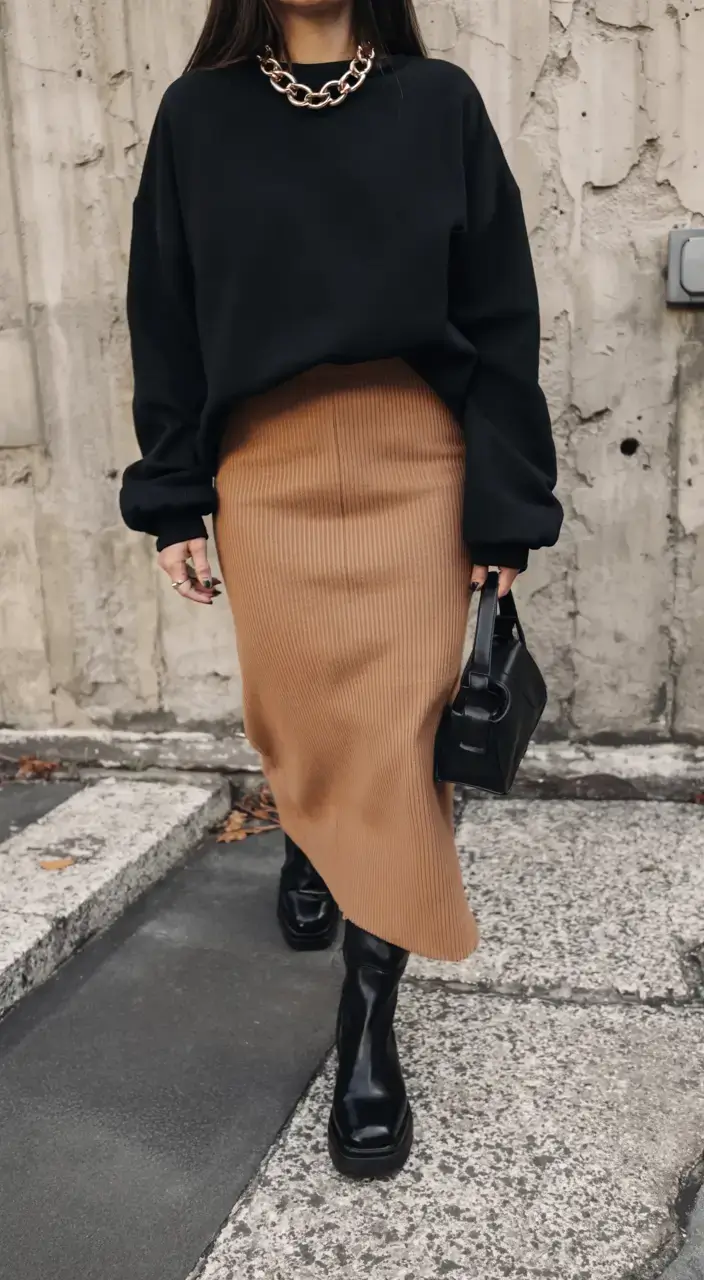 october outfits ideas fall 2025 Knit Skirt Sophistication