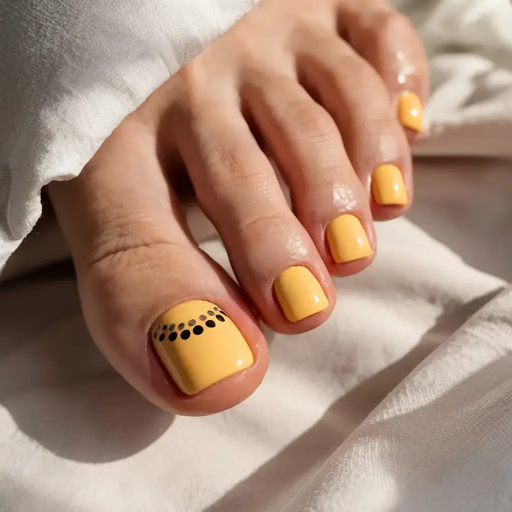 october toe nails ideas fall 2025 trends Golden Mustard Pop