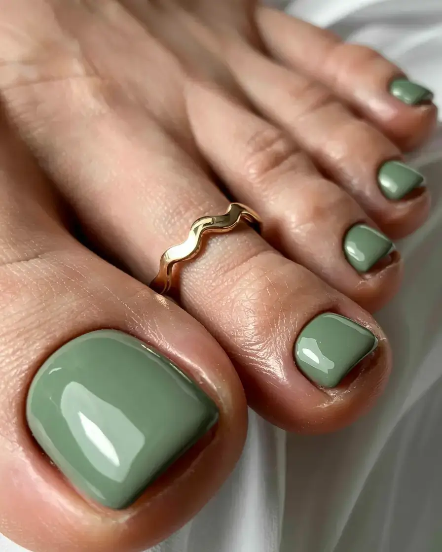 october toe nails ideas fall 2025 trends Sage Green Calm