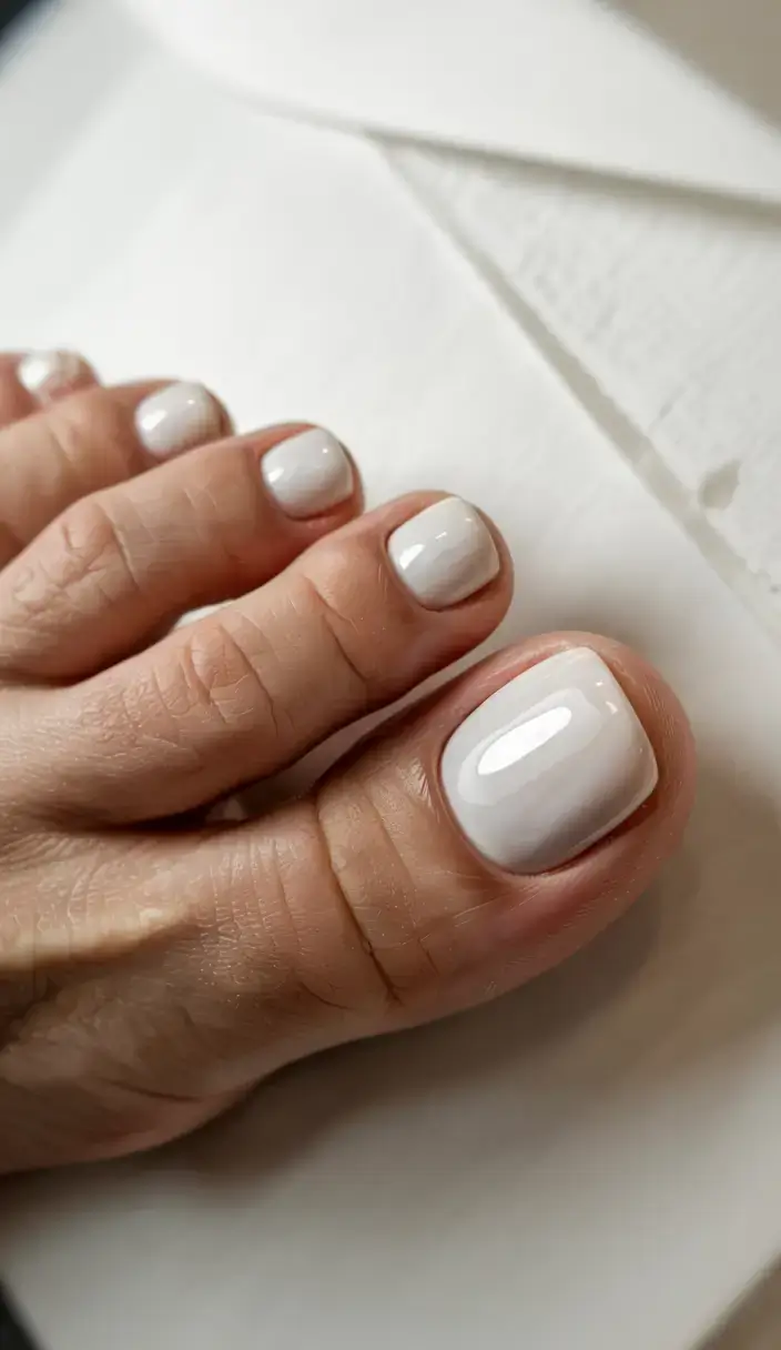 october toe nails ideas fall 2025 trends Frosted Pearl White