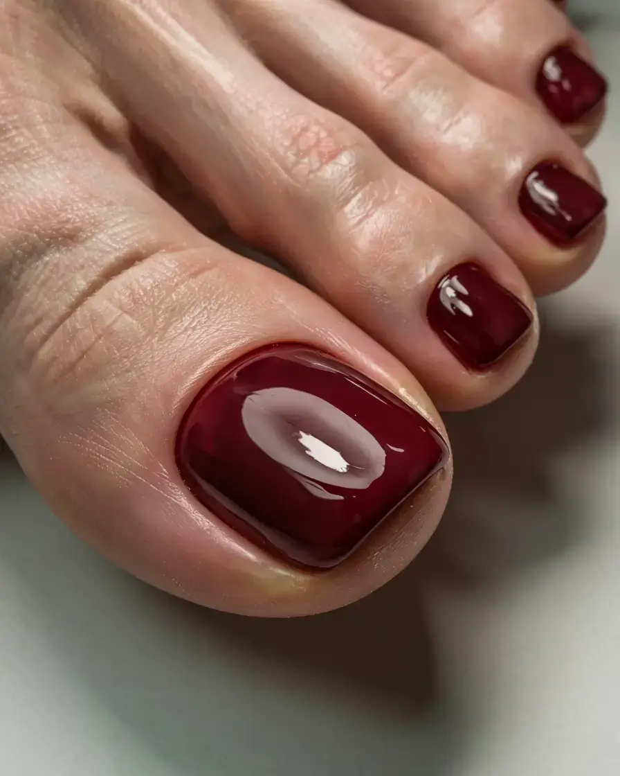 october toe nails ideas fall 2025 trends Classic Burgundy Chic