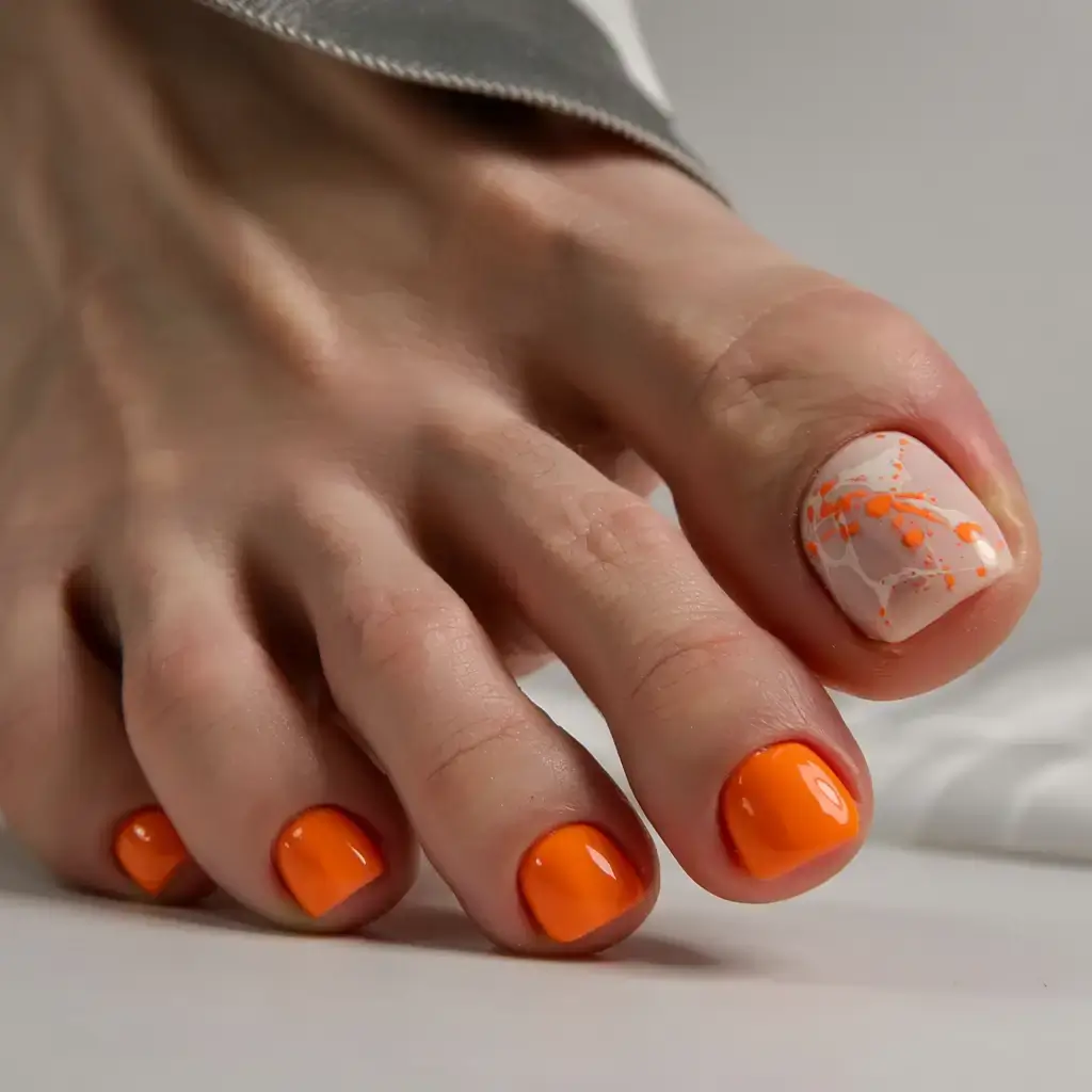 october toe nails ideas fall 2025 trends Pumpkin Accents with Delicate Art