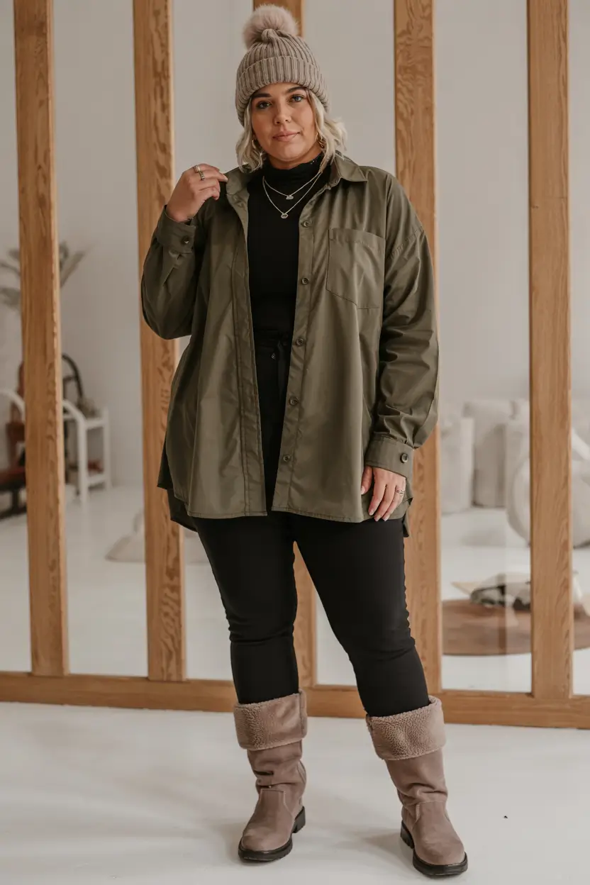 plus size outfits for winter 2025 2026 Effortless Cabin-Weekend Style
