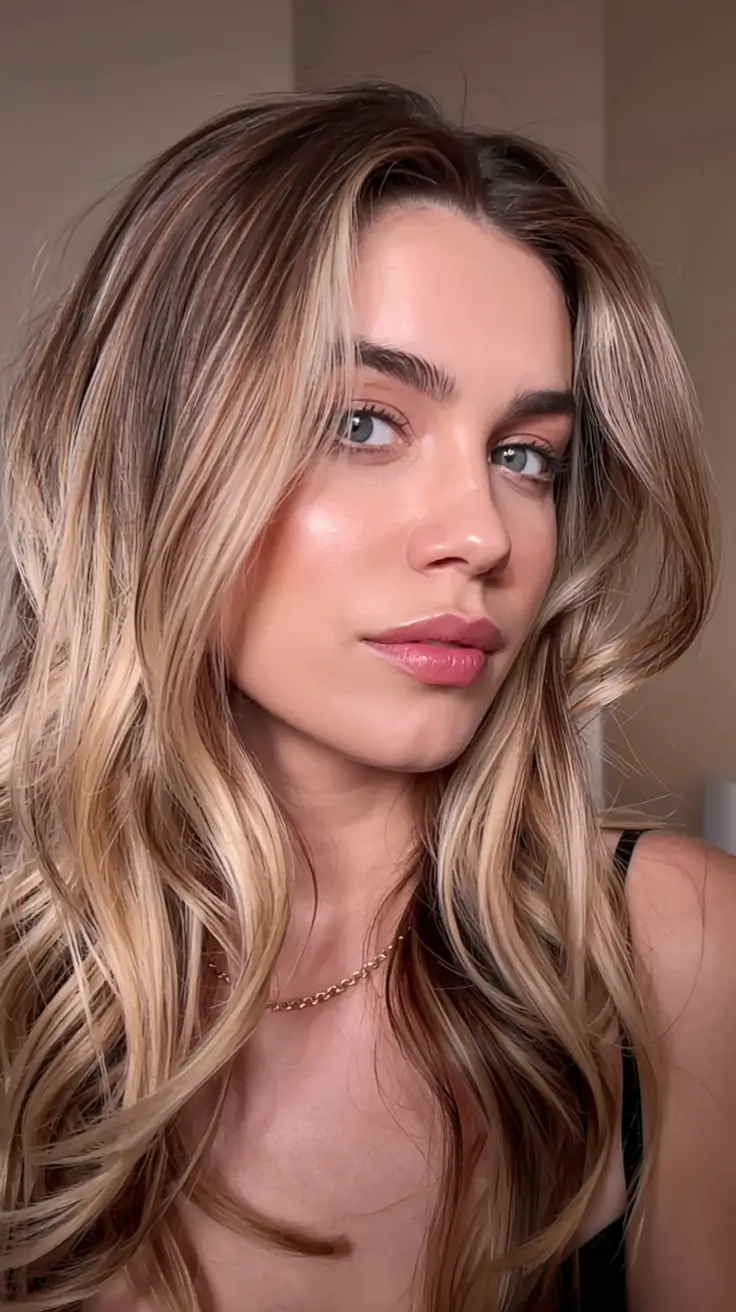 soft winter hair colors 2025 2026 Golden Beige with Seamless Dimension