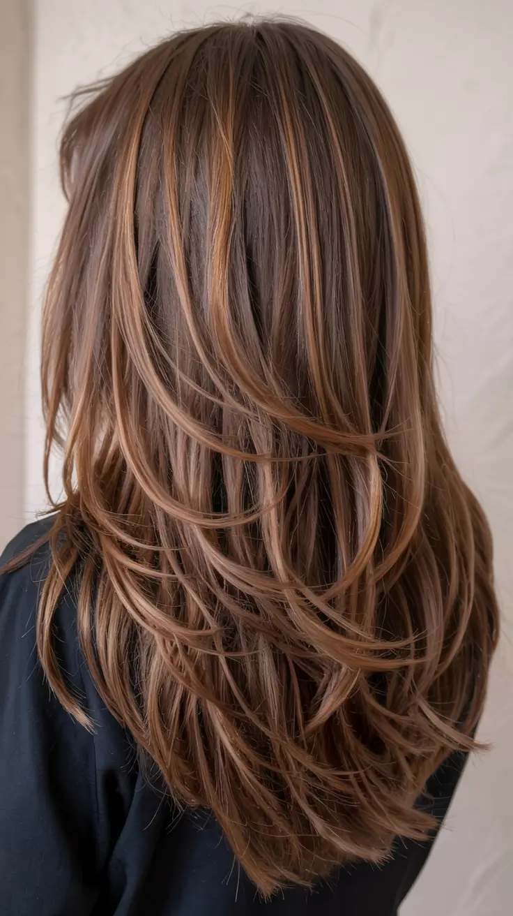 soft winter hair colors 2025 2026 Soft Auburn Layers