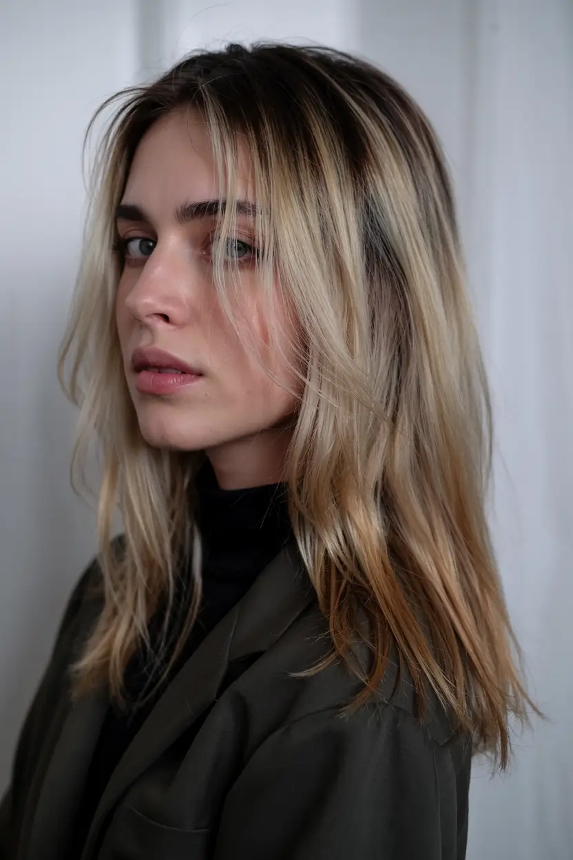soft winter hair colors 2025 2026 Smoky Root Melt Blonde