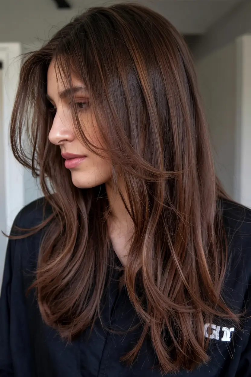 soft winter hair colors 2025 2026 Warm Cinnamon Brunette