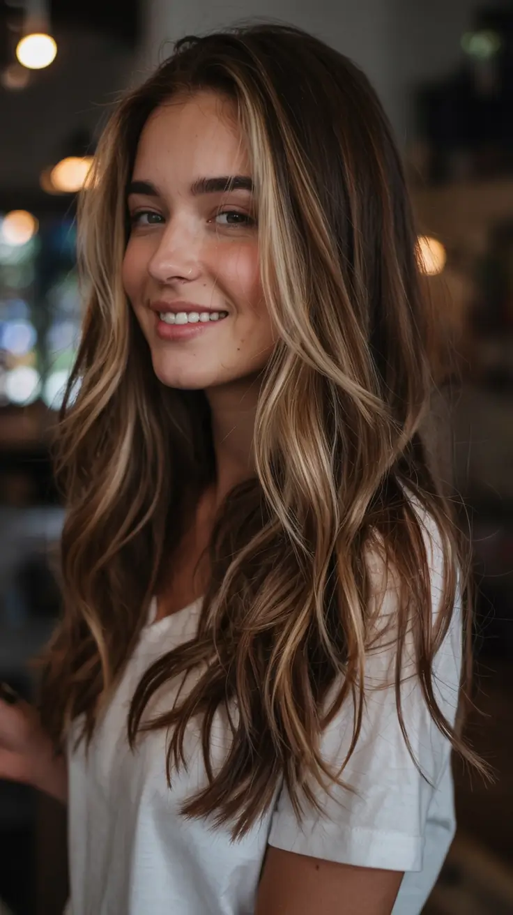 soft winter hair colors 2025 2026 Honey Brown Highlights