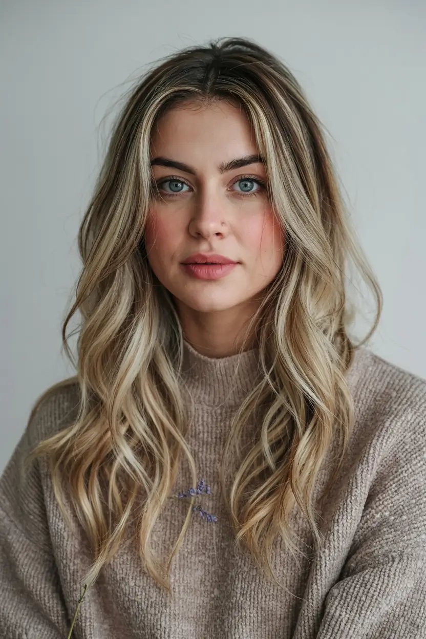 soft winter hair colors 2025 2026 Cool Champagne with Soft Layers