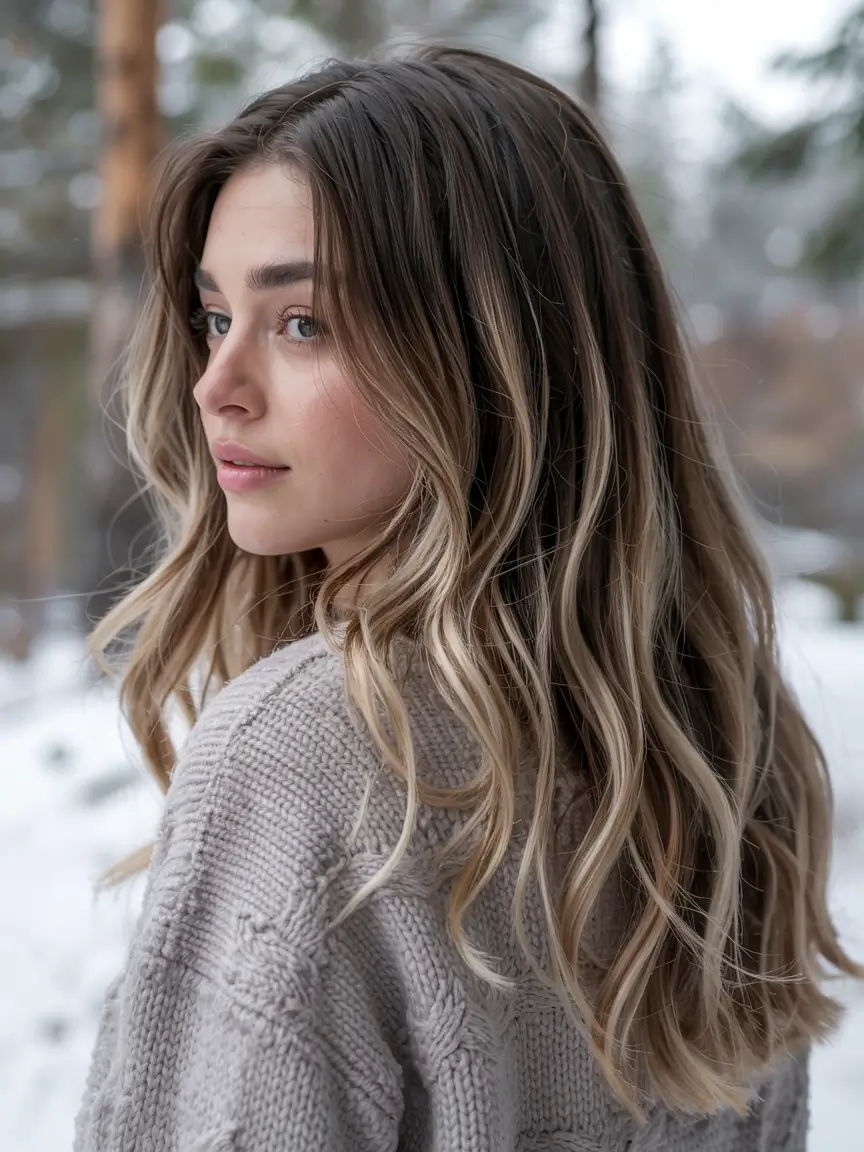 soft winter hair colors 2025 2026 Golden Brunette Balayage