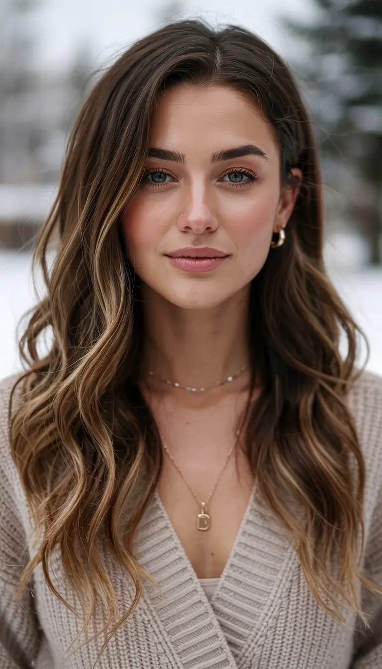 trending hair colors winter 2025 2026 Soft Balayage With Golden Ends