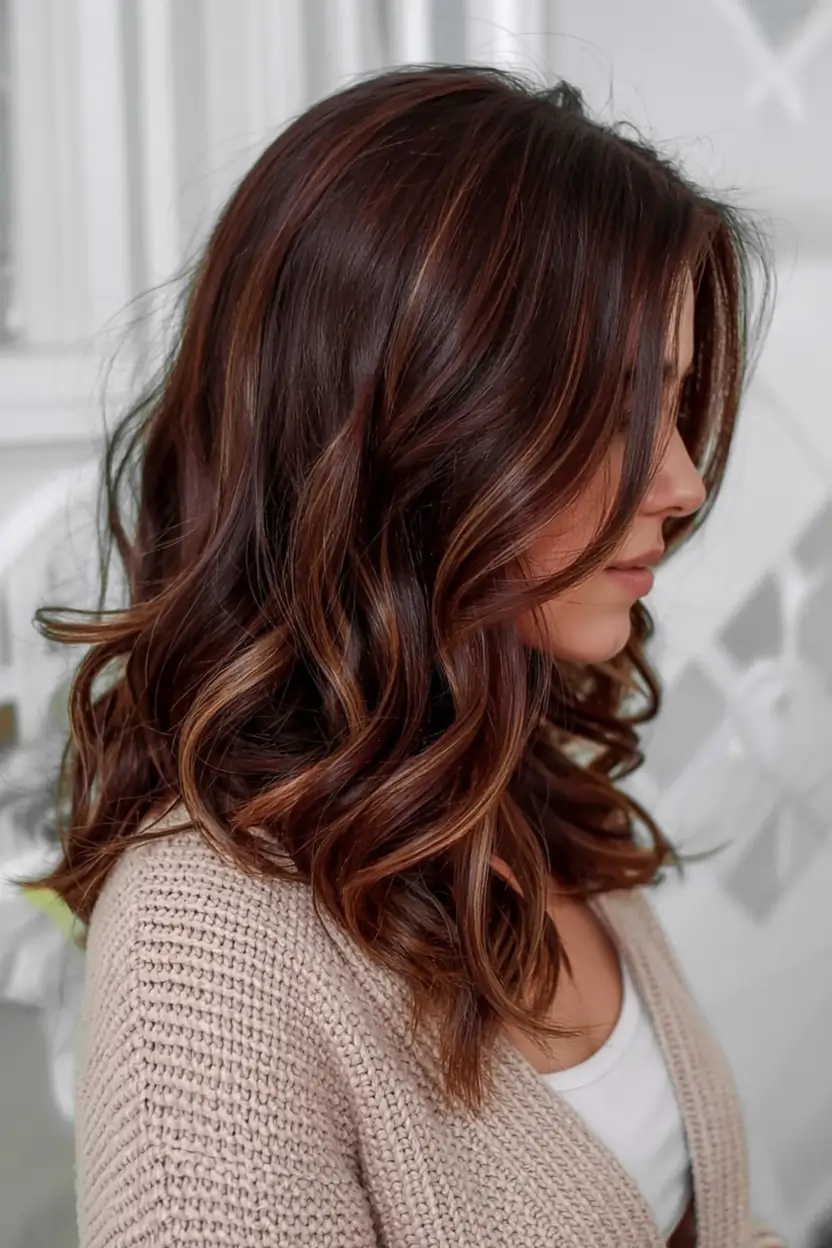 trending hair colors winter 2025 2026 Warm Espresso With Cinnamon Shine