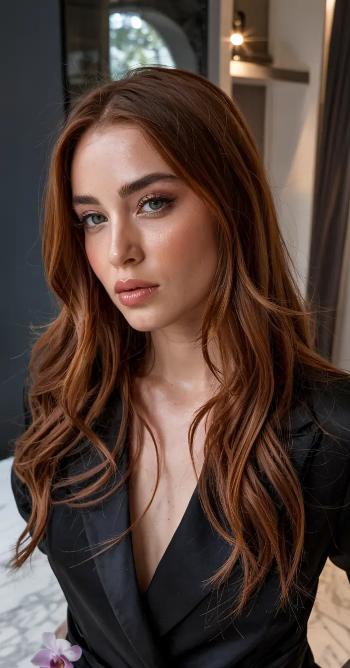 trending hair colors winter 2025 2026 Copper With Caramel Lacing