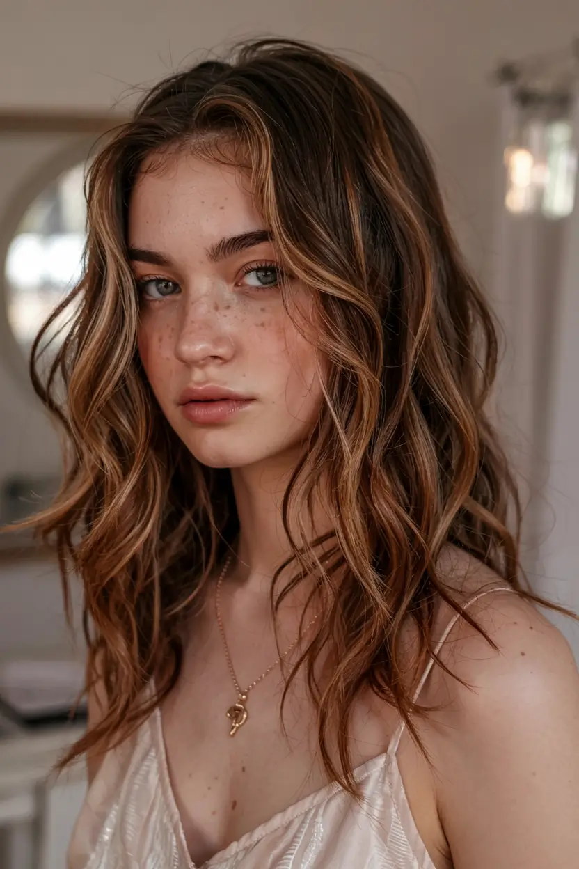 trending hair colors winter 2025 2026 Honey-Toned Textured Waves