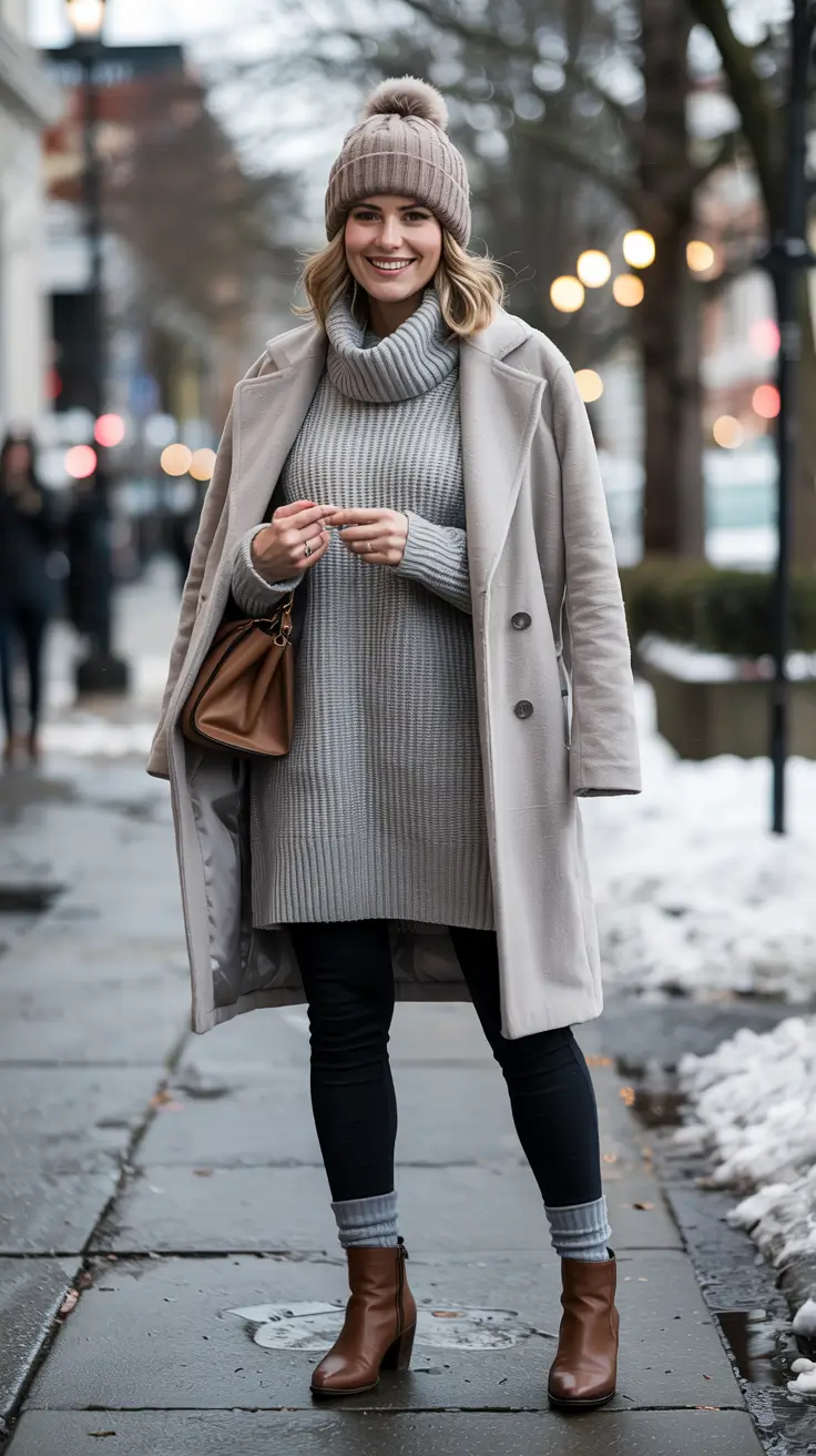 trendy winter outfits ideas 20252026 Cozy Chic with a Pom-Pom Beanie