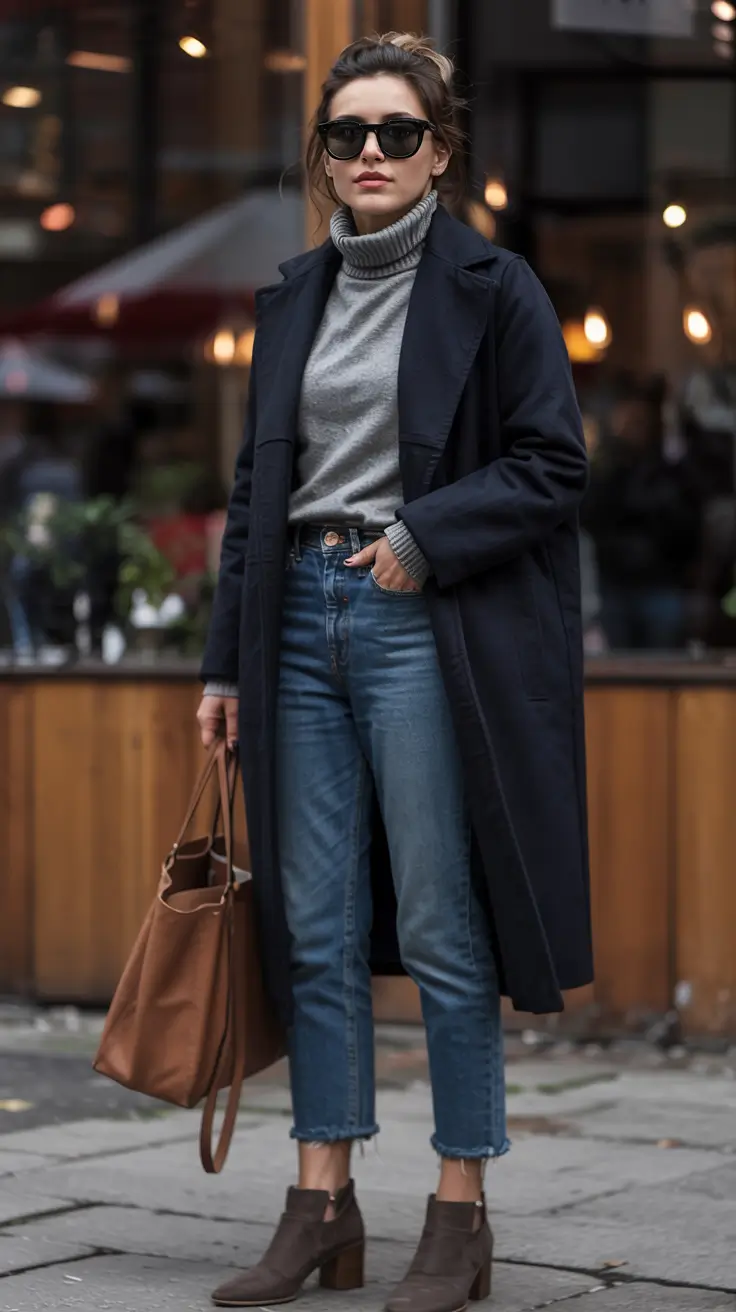 trendy winter outfits ideas 20252026 Gray Turtleneck Sharpness