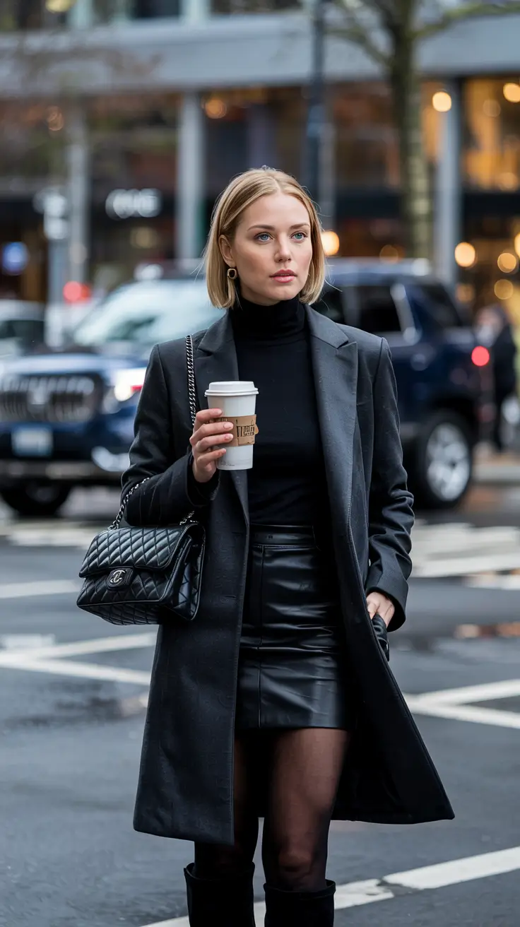 trendy winter outfits ideas 20252026 All-Black Power Chic