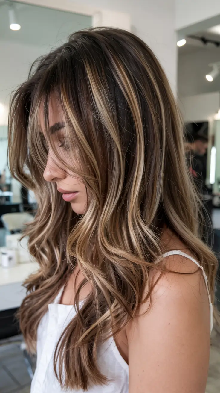 winter 2025 2026 hair colors highlights Dimensional Blonde Curtain Layers