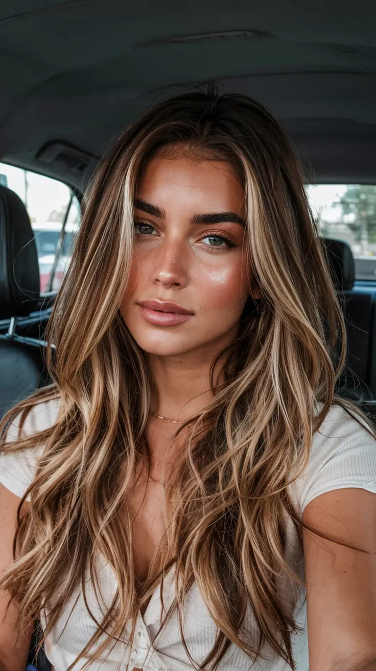 winter 2025 2026 hair colors highlights Golden Beige Balayage