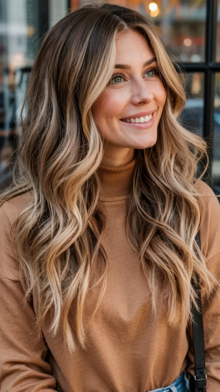 winter 2025 2026 hair colors highlights Champagne Blonde Layers