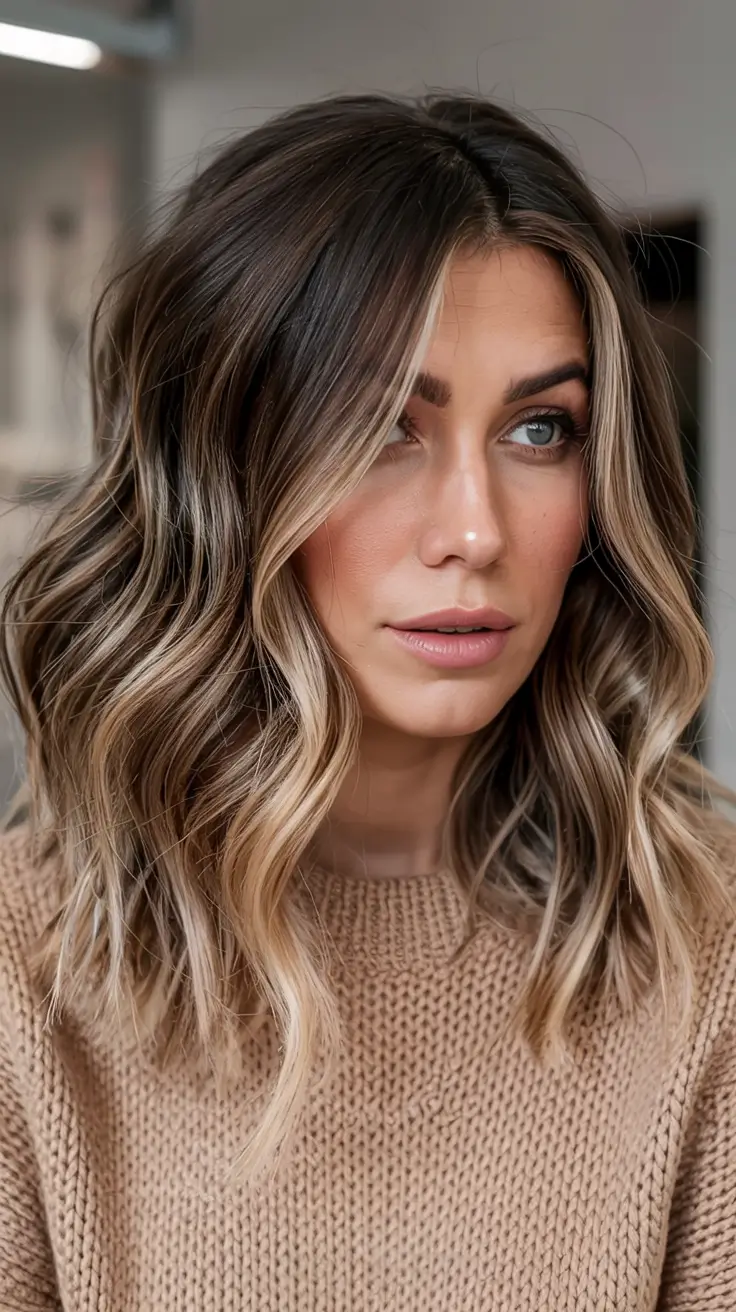 winter 2025 2026 hair colors highlights Face-Framing Blonde Contrast