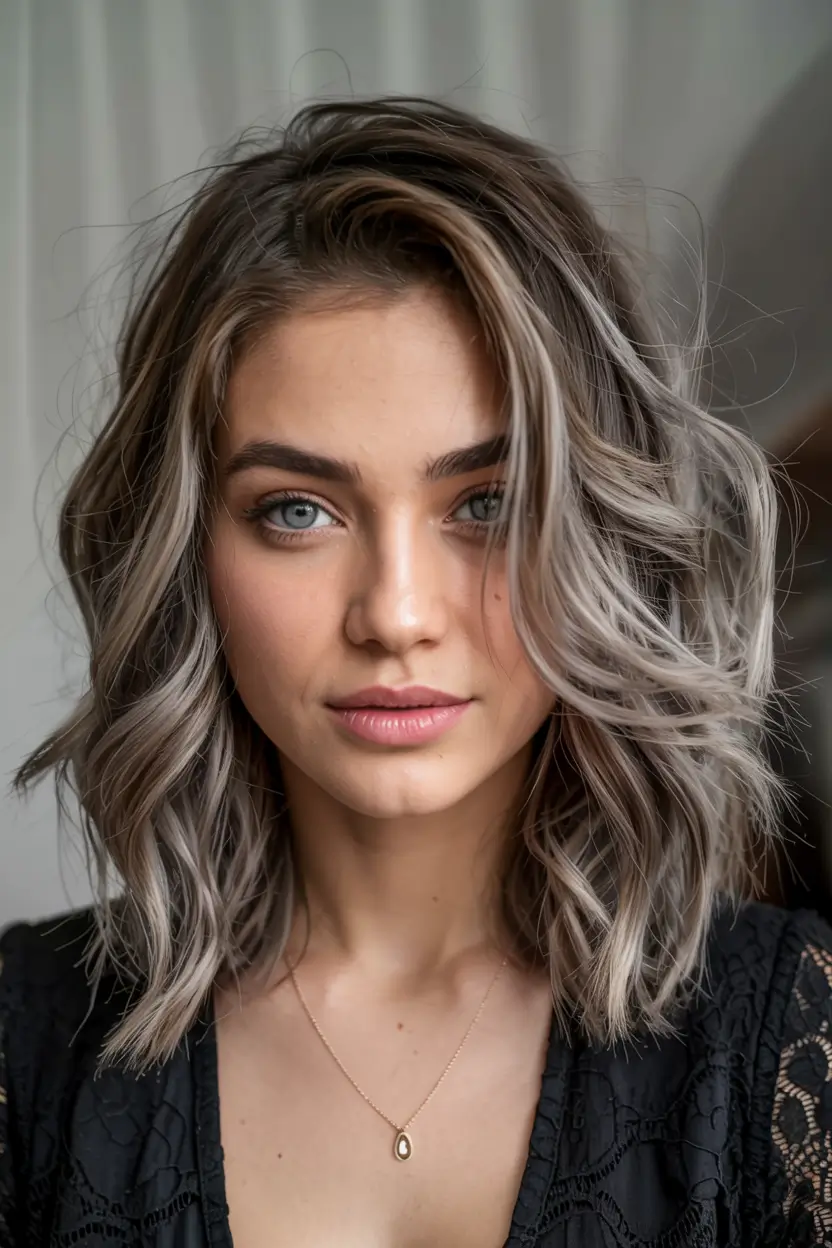 winter 2025 2026 hair colors highlights Silver Ash Lob