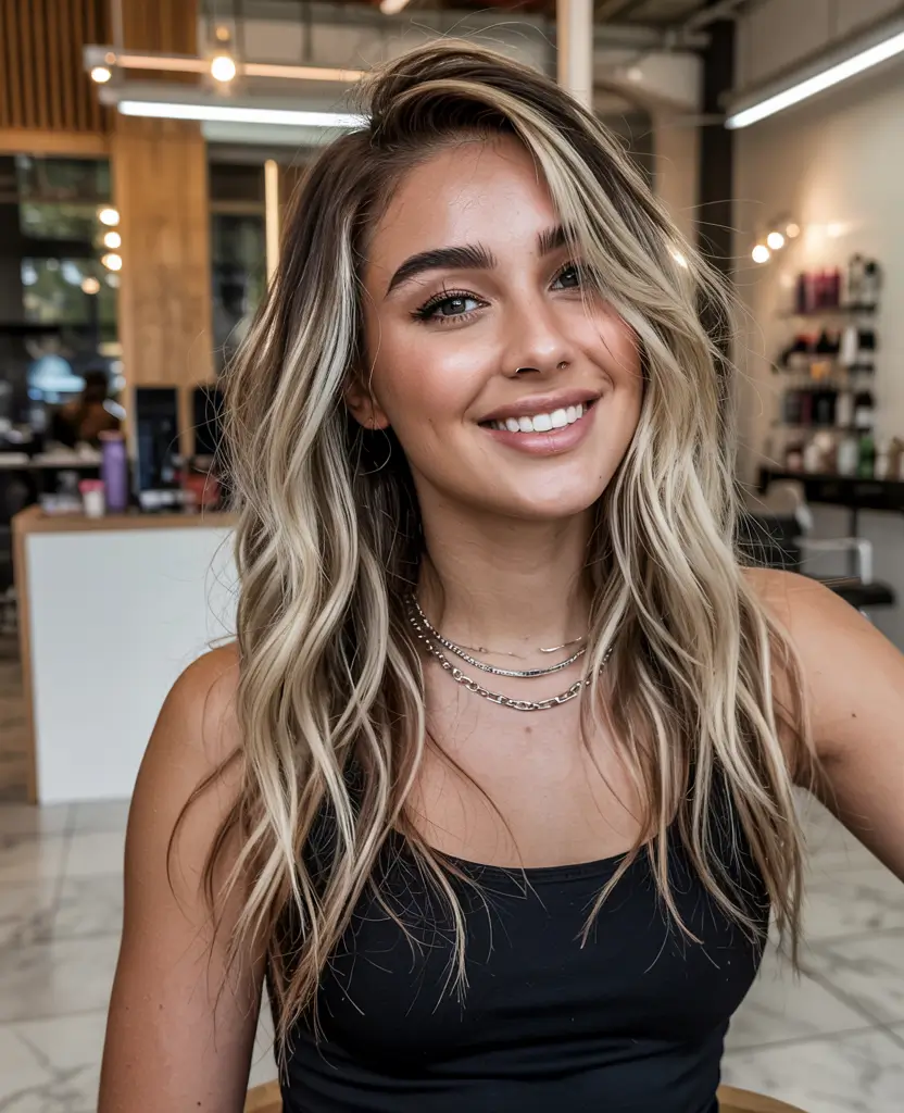 winter 2025 2026 hair colors highlights Platinum Blonde with Dark Roots