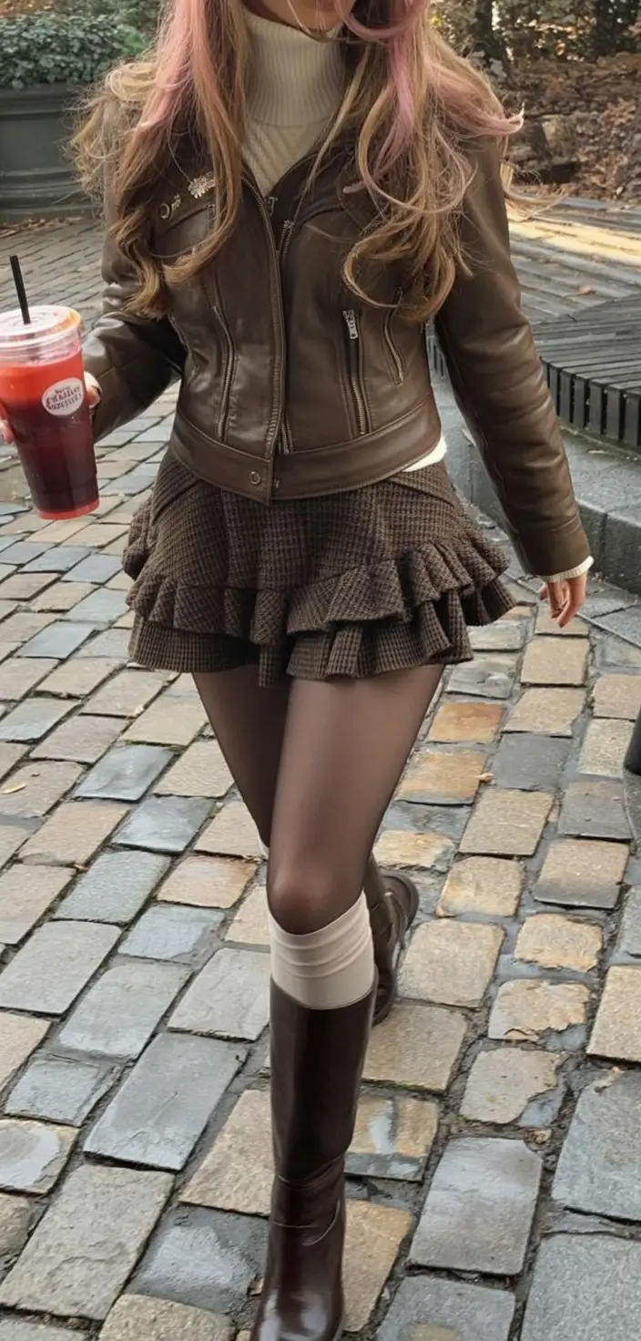 winter birthday outfit ideas 2025 2026 Playful Ruffles and Leather Edge