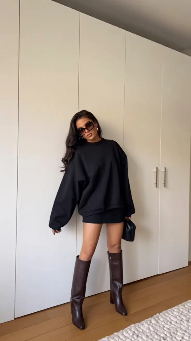 winter birthday outfit ideas 2025 2026 Oversized Black Cool-Girl Energy