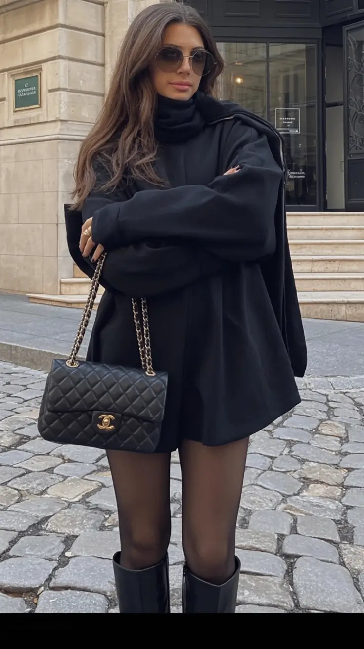 winter birthday outfit ideas 2025 2026 Black Monochrome Luxe