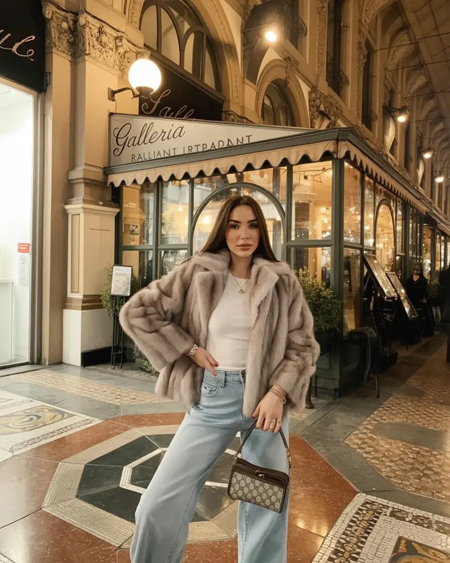 winter birthday outfit ideas 2025 2026 Faux Fur Luxe with Denim Ease