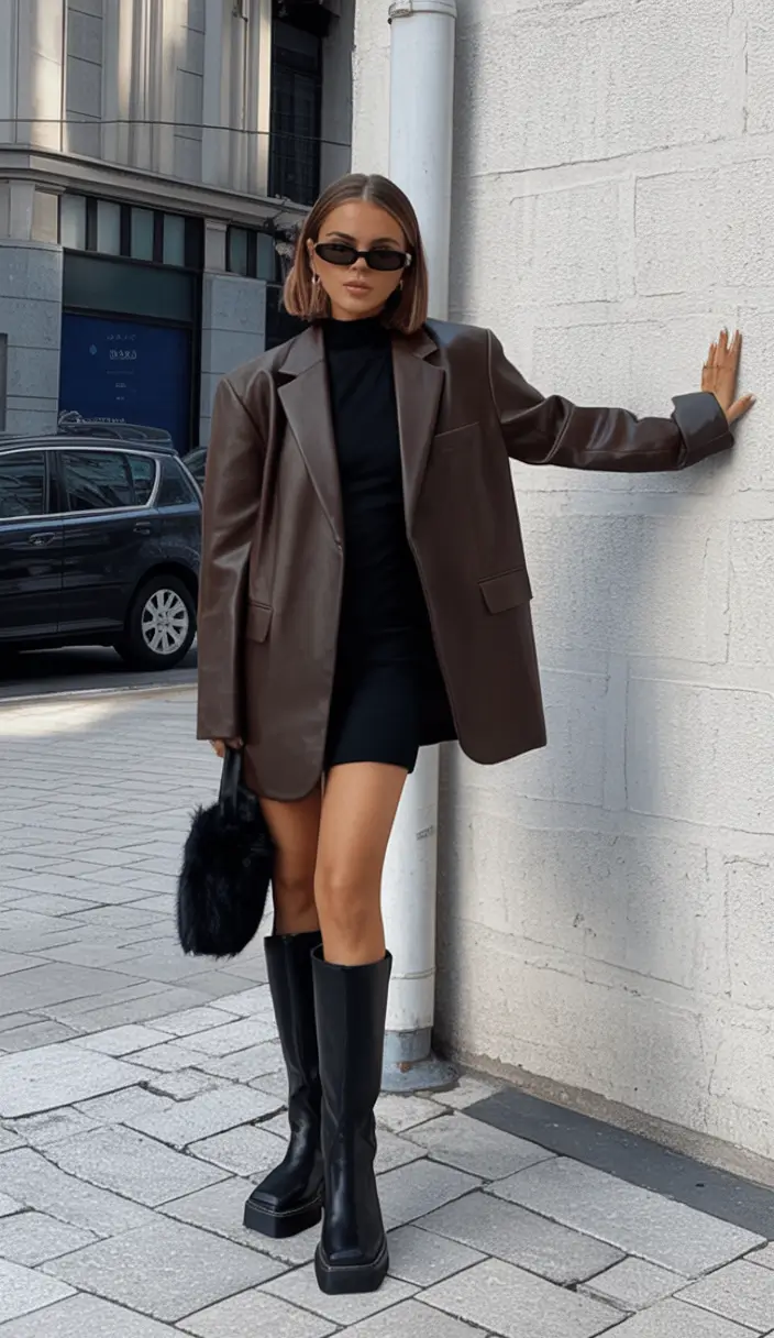 winter birthday outfit ideas 2025 2026 Power Dressing with Leather
