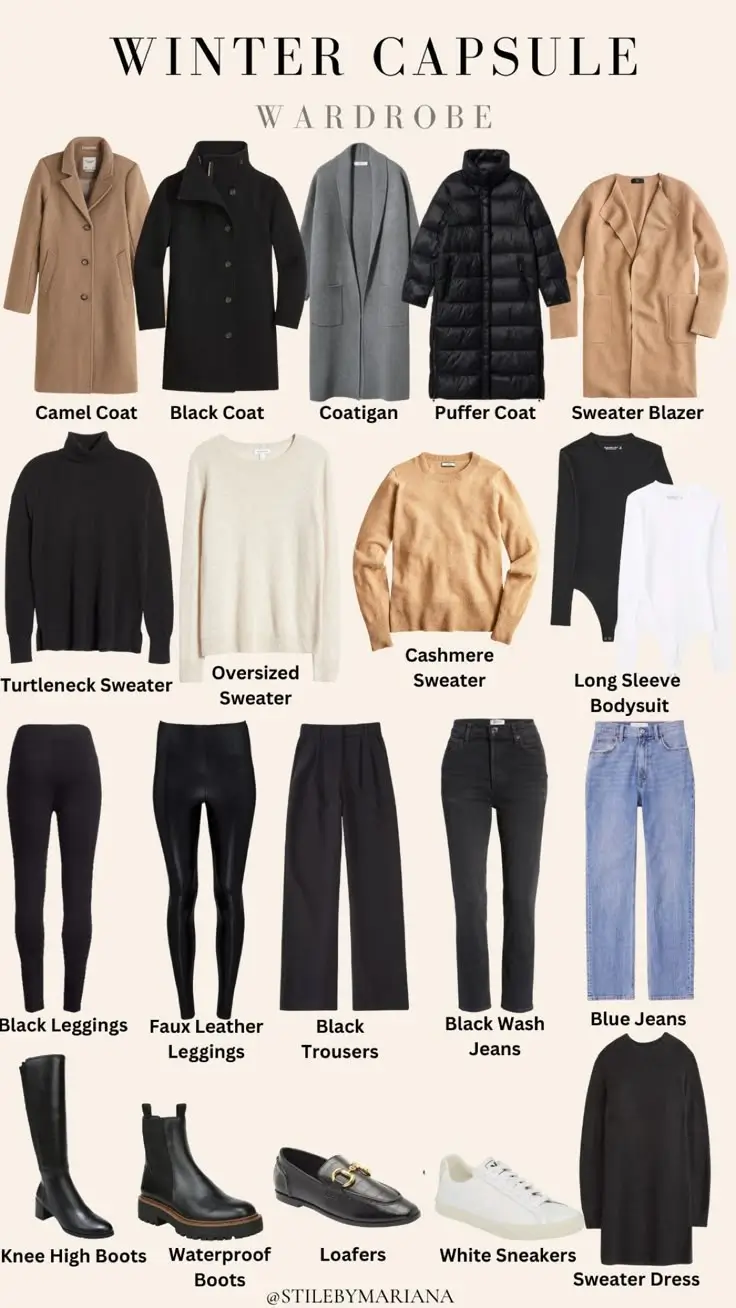 winter capsule wardrobe for women 2025 2026 Classic Winter Staples with Modern Comfort