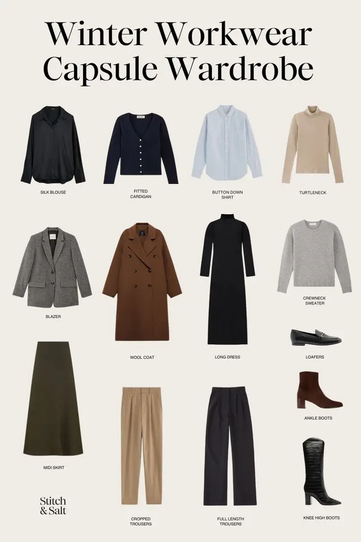 winter capsule wardrobe for women 2025 2026 Workwear With a Winter Edge