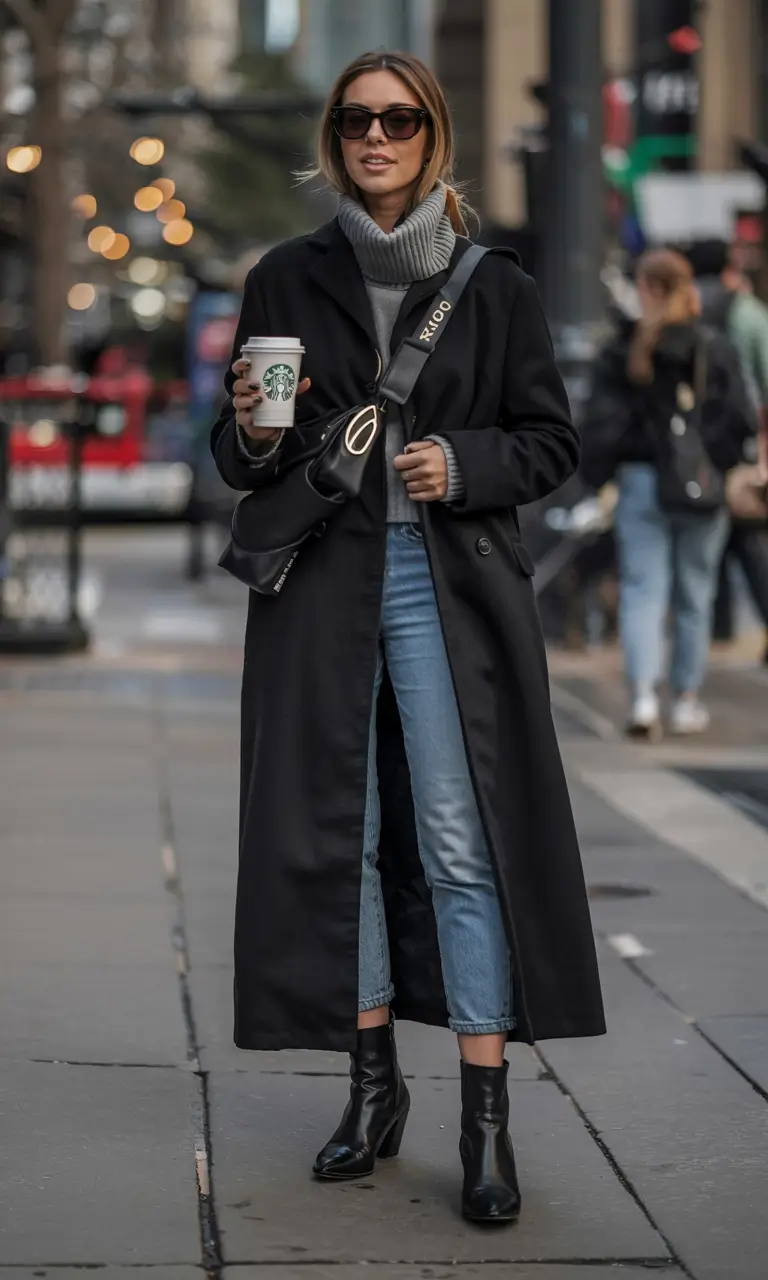 winter fashion outfits ideas 2025 2026 City Sleek in Black and Grey