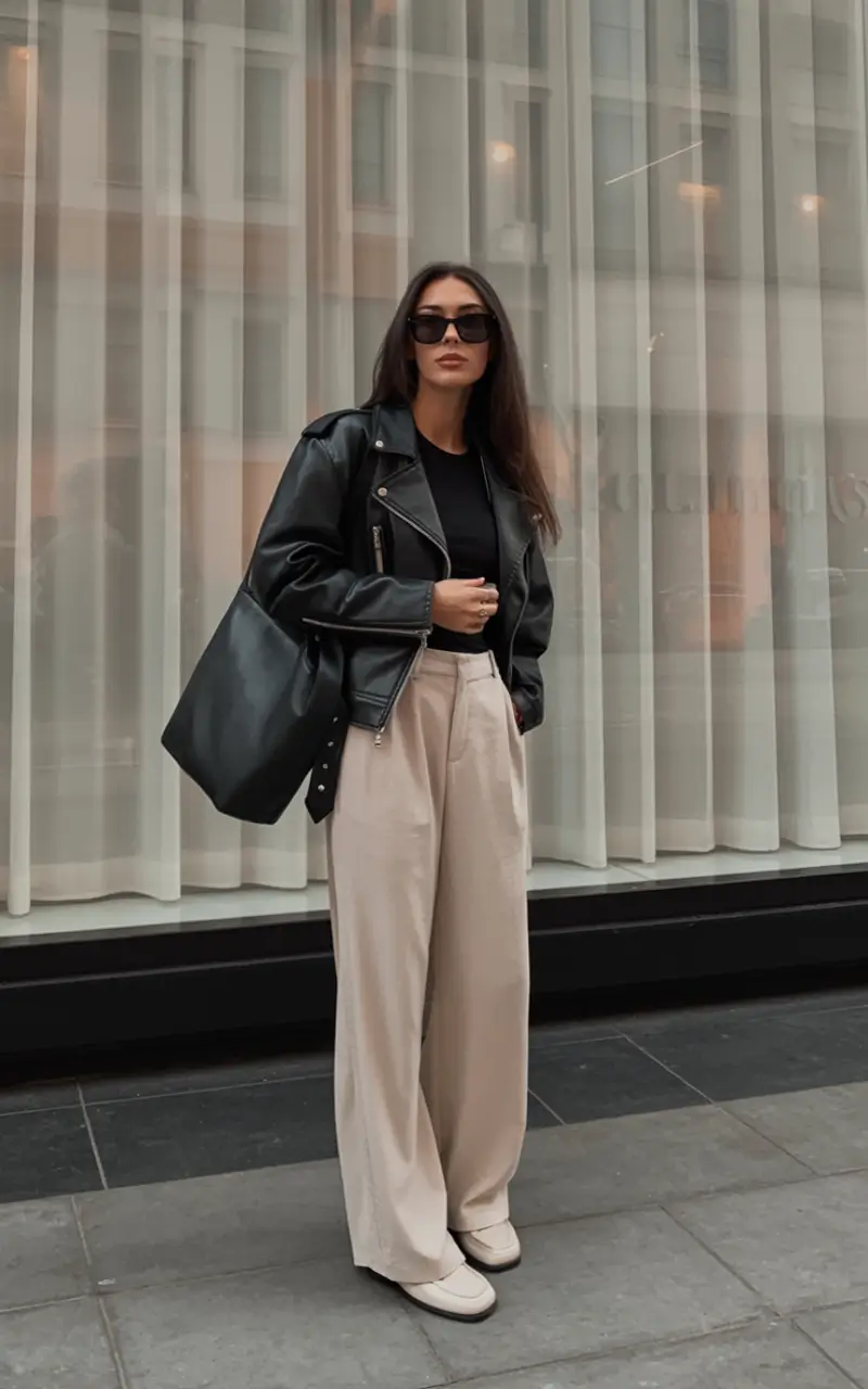 winter fits 2025 2026 style inspiration Leather and Neutrals With Street Edge