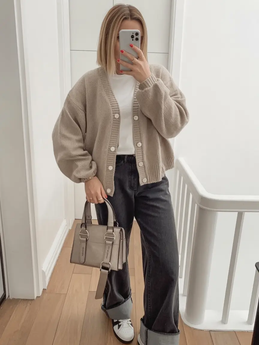 winter fits 2025 2026 style inspiration Casual Comfort in Beige Knits