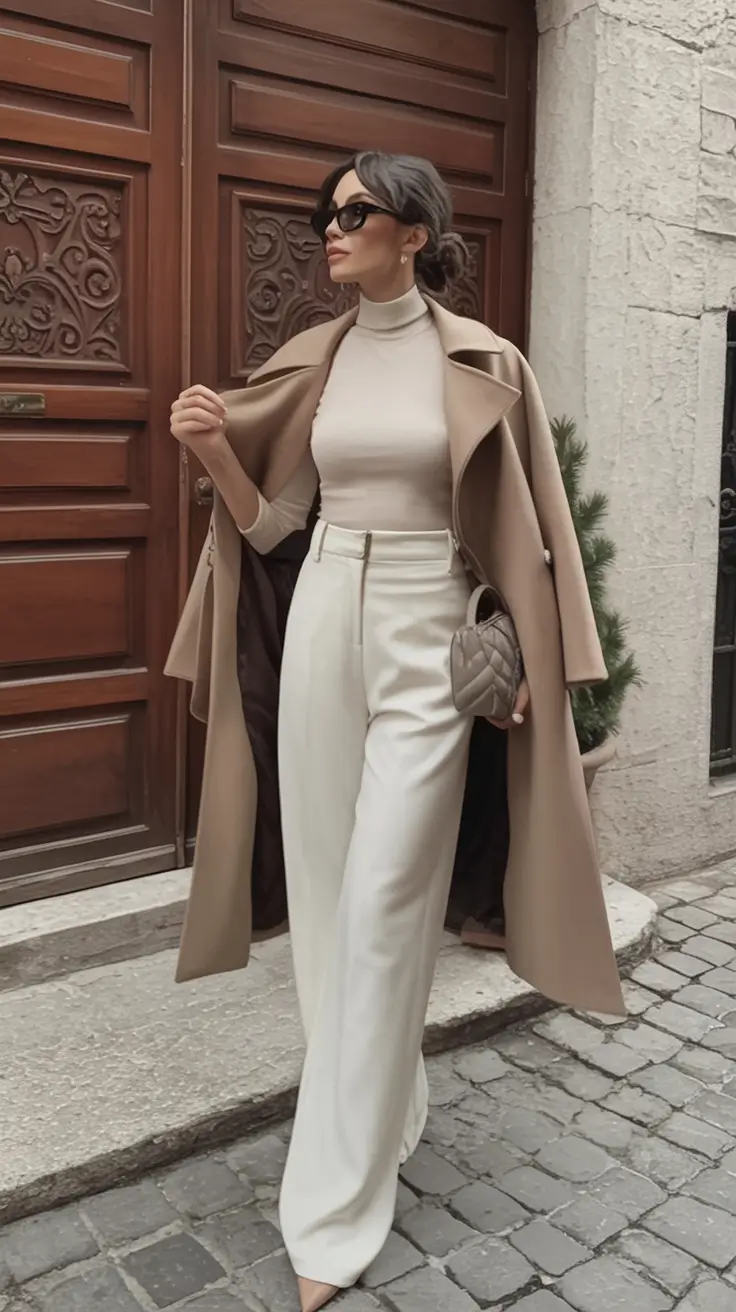 winter fits 2025 2026 style inspiration Monochrome Chic in Warm Neutrals