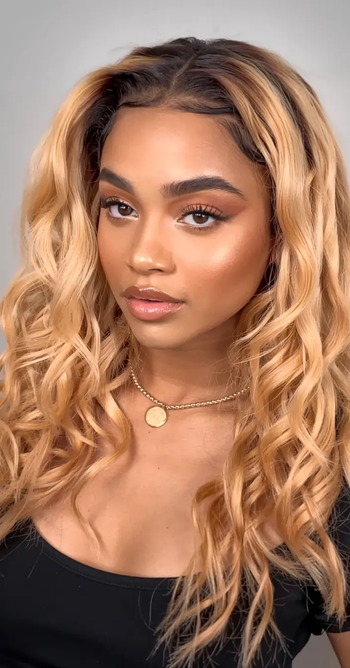 winter hair colors 2025 2026 for black women Golden Butter Curls
