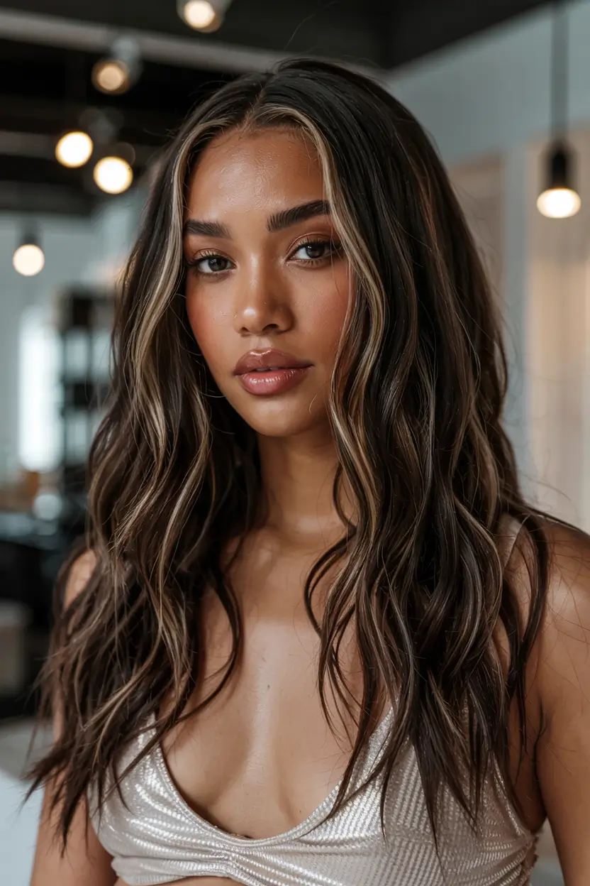 winter hair colors 2025 2026 for black women Dimensional Ash Brown Waves