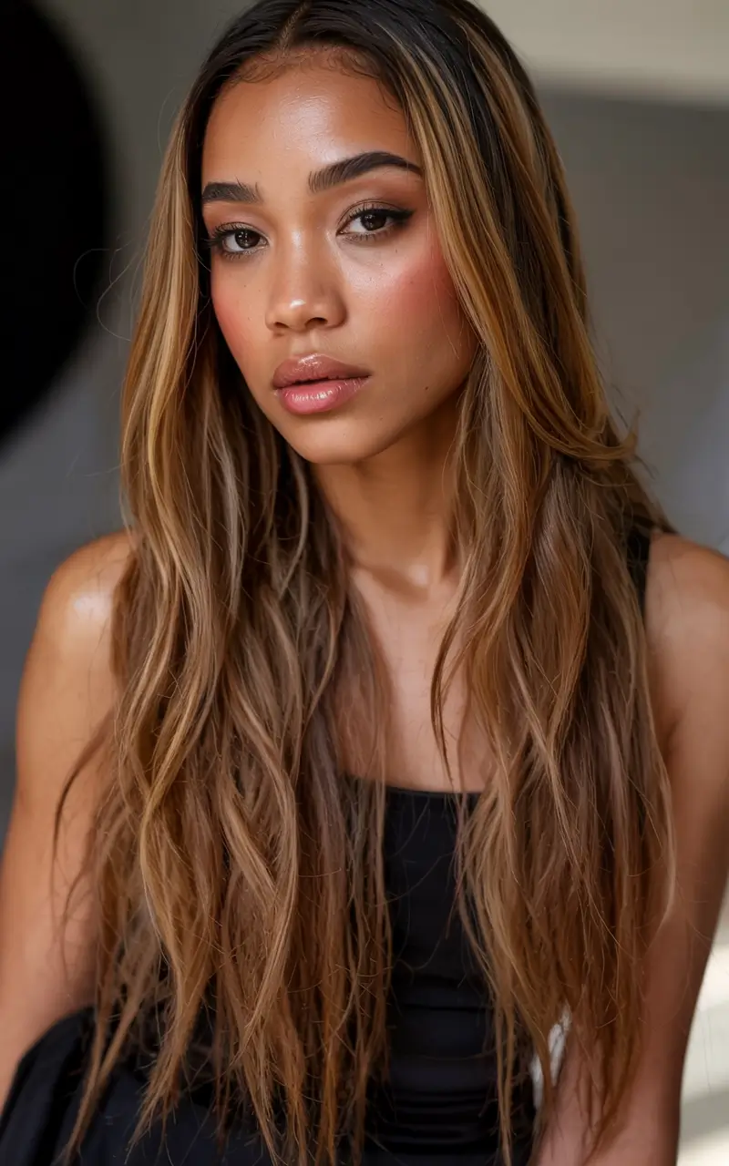 winter hair colors 2025 2026 for black women Golden Beige Sleekness
