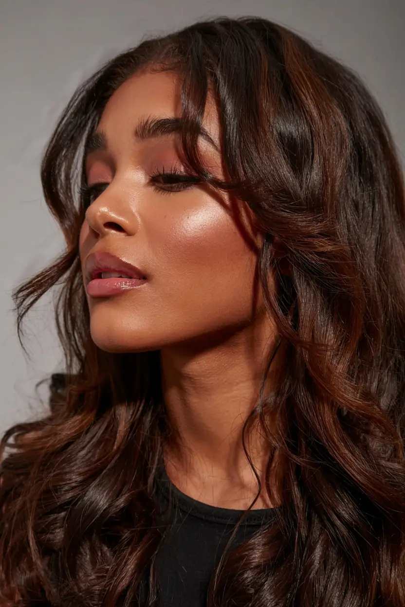 winter hair colors 2025 2026 for black women Chestnut Mocha Softness